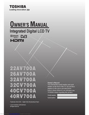 Toshiba 22AV700A Owner's Manual
