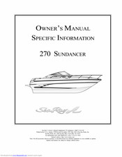 Sea Ray 270 Sundancer Owner's Manual Specific Information
