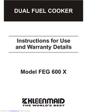 KleenMaid FEG 600 X Instructions For Use And Warranty Details