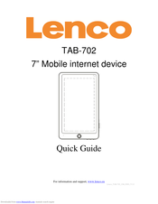 LENCO TAB-702 Quick Manual