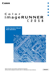 Canon Color ImageRUNNER C2058 Operator's Manual