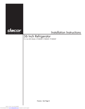 Dacor PF36BNNF Installation Instructions Manual