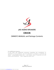 Jas Audio Orior Owner's Manual