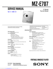 Sony Walkman MZ-E707 Service Manual
