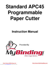 MyBinding Standard APC45 Programmable Instruction Manual