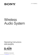 Sony AIR-SA20PK  (AIRSA15R) Operating Instructions Manual