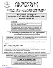 Heatmaster MirageGlo MGL-20 Installation And Operating Instructions Manual
