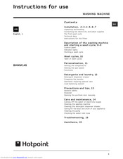 Hotpoint BHWM 149 Instructions For Use Manual