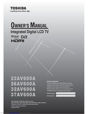 Toshiba 22AV600A Owner's Manual