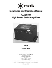 Nat PA110 Installation And Operation Manual