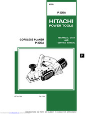 Hitachi P 20DA Technical Data And Service Manual