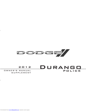 Dodge Durango Police 2012 Owner's Manual Supplement