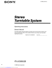 Sony PS-LX300USB - USB Stereo Turntable System Operating Instructions Manual