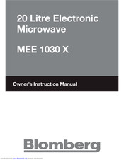 Blomberg MEE 1030 X Owner's Instruction Manual