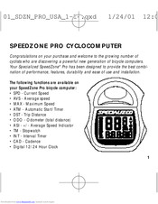 Specialized SpeedZone Pro Instruction Manual
