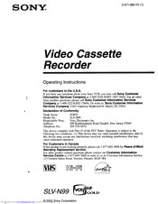 Sony SLV-N99 - Video Cassette Recorder Operating Instructions Manual