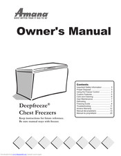 Amana Deepfreeze Chest Freezers Owner's Manual