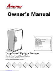 Amana Deepfreeze Manual Defrost Owner's Manual