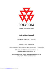 Polycom Vortex EF-IR11 Instruction Manual