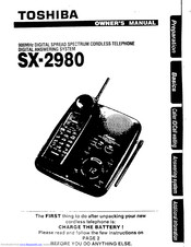 Toshiba SX2980 - SX Cordless Phone Owner's Manual