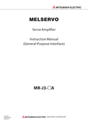 Mitsubishi Electric Melservo MR-J3-A Instruction Manual