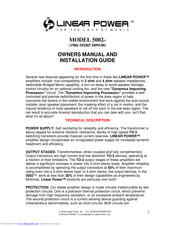 Linear Power 5002 Owner's Manual And Installation Manual