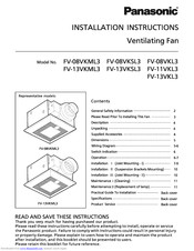 Panasonic Whisper Green FV-11VKL3 Installation Instructions Manual