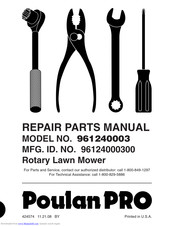 Poulan Pro 961240002 Repair Parts Manual