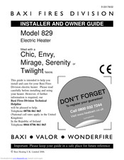 Baxi 829 Installer And Owner Manual