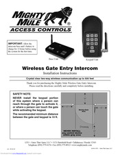 mighty mule Wireless Gate Entry Intercom Installation Instructions Manual