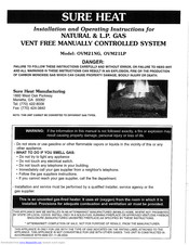 Sure Heat OVM21LP Insta;;Ation And Operating Instructions