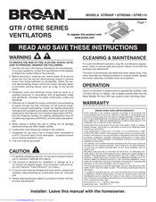 Broan QTR050F Instructions