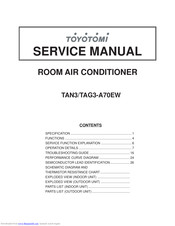 Toyotomi TAN3-A70EW Service Manual