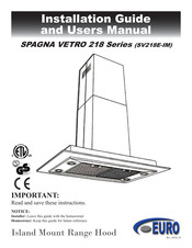 EuroKitchen Spagna Vetro SV218E-IM Installation Manual And User's Manual