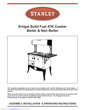 Stanley Errigal Solid Fuel 47K CookerBoiler & Non Boiler Operating Instructions Manual