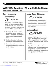 Williams Sound WIR RX295 Instructions For Use & Care