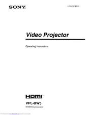 Sony HDMI VPL-BW5 Operating Instructions Manual