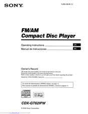 Sony CDX-GT62PW Operating Instructions Manual