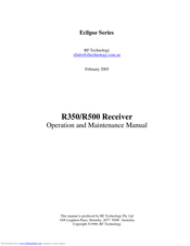 RF Technology R500 Operation And Maintenance Manual