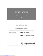 Kleenmaid DW35 W Instructions For Use And Warranty Details
