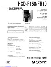 Sony HCD-F150 - Component For Mhcf150 Service Manual