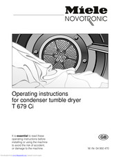 Miele T 679 Ci Operating Instructions Manual