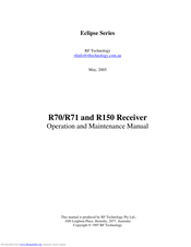 RF Technology Eclipse R70 Operation And Maintenance Manual