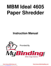MBM Ideal 4605-Cross/Cut Instruction Manual