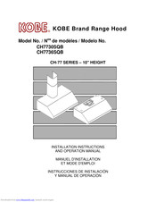 Kobe CH7730SQB Installation Instructions And Operation Manual