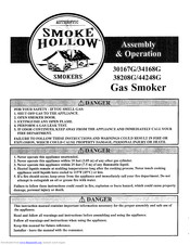 Smoke hollow 34168G Assembly & Operation Manual