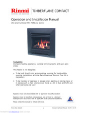 Rinnai 0901 7042 Operation And Installation Manual