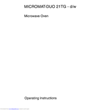 AEG Micromat-Duo 21TG - w Operating Instructions Manual