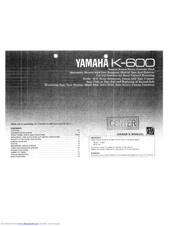 Yamaha K-600 Owner's Manual