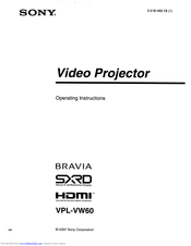 Sony VPL-VW6 Operating Instructions Manual